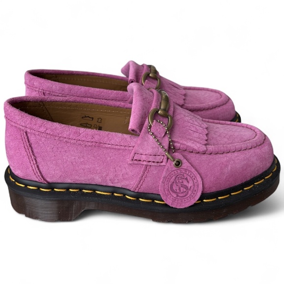 Dr. Martens Adrian Snaffle Thrift Pink Repello Calf Python Embossed Loafers Sz 7 - Picture 5 of 11